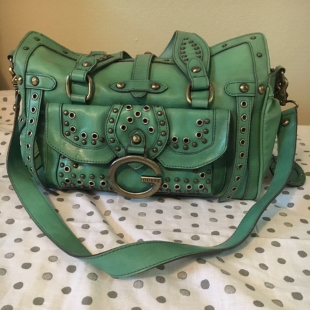 Studded Kelly Green Guess Satchel